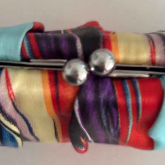 Kate Landry Satin Multicolor Striped Clutch with Rope Strap Vibrant Colors SKU8 - Picture 5 of 9